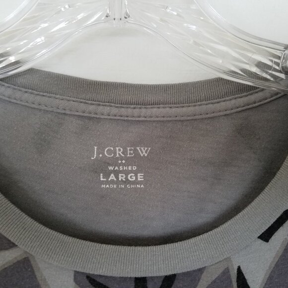 J. Crew Men’s Washed Jersey Tee Size L Short Sleeve Cotton Crew Neck Gray Leaves - Picture 2 of 7